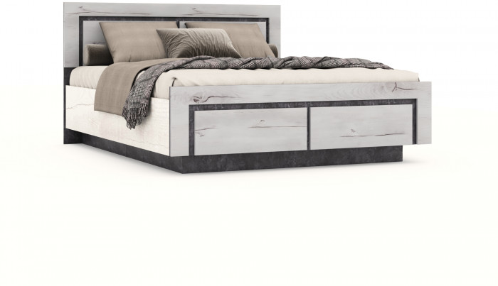 Кровать 160х200 "Ривьера" №1 с подъемным основанием - Канадский дуб арктик/Бетон спаркс