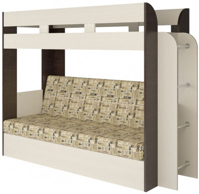 Карамель 75 кровать-диван Ясень Анкор Светлый / Бодега Темный / Ткань Газета