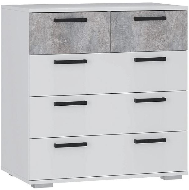 Комод "Стандарт №5" НЕВ (800х828х460) белый/цемент светлый