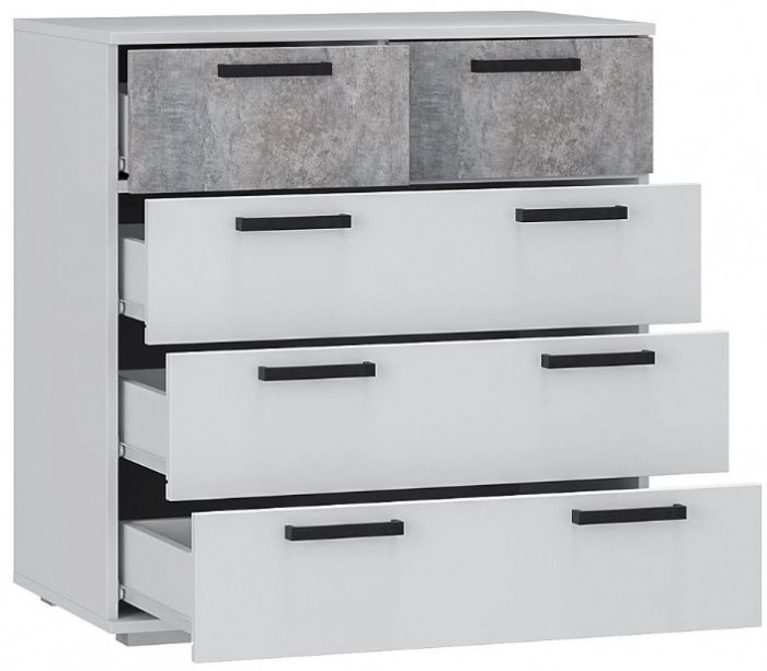 Комод "Стандарт №5" НЕВ (800х828х460) белый/цемент светлый