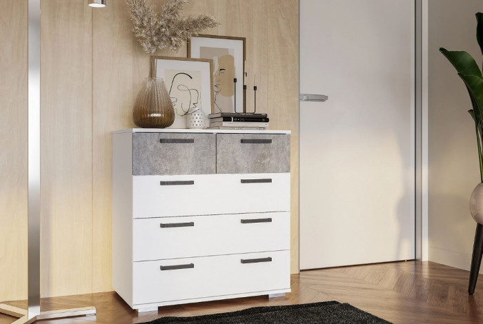 Комод "Стандарт №5" НЕВ (800х828х460) белый/цемент светлый