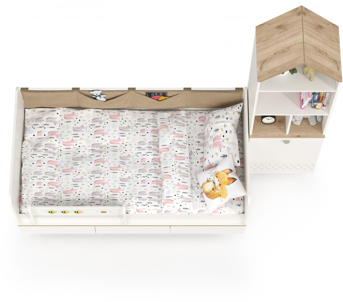 Эйп 11.40 Кровать + 13.14 Стеллаж, белый/дуб белый