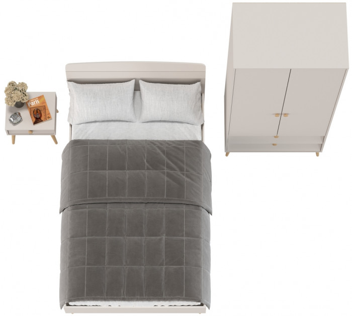 Афина Спальня Кровать 1200 + Шкаф 2-х дверный + Тумба, кашемир серый