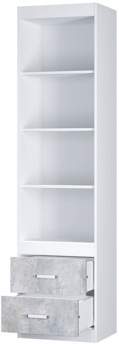 "Паскаль" шкаф открытый (534х2100х402) белый/цемент светлый