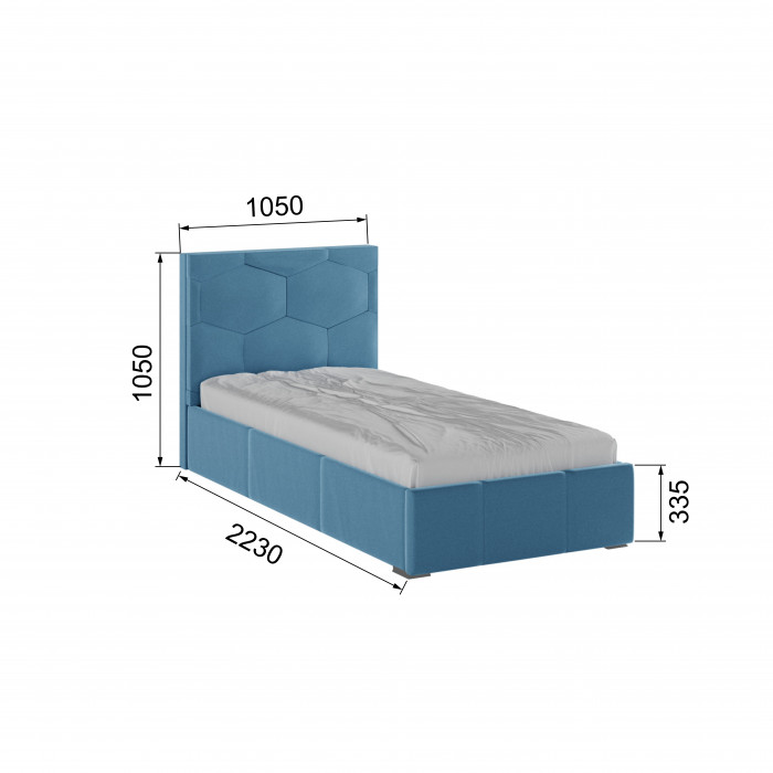 Манука Кровать интерьерная 900 светло-голубой, ортопед
