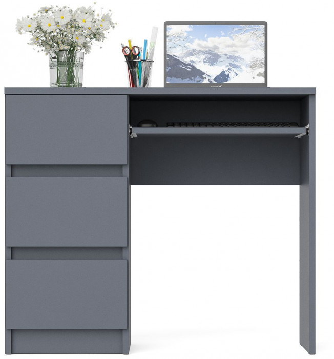 Мори Стол компьютерный МС-6 левый, цвет графит, ШхГхВ 90х50х76,6 см., выдвижные ящики слева, НЕ универсальная сборка