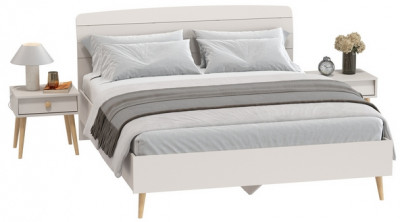 Афина Спальня Кровать 1600 + Две тумбы, цвет кашемир серый, ШхГхВ 164,6х210,2х95,6 + 2х45х37х45 см., сп.м. 1600х2000 мм., б/м, основание есть