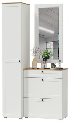 Остин Прихожая 22, белый шагрень/дуб крафт золотой