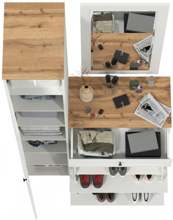 Остин Прихожая 22, белый шагрень/дуб крафт золотой