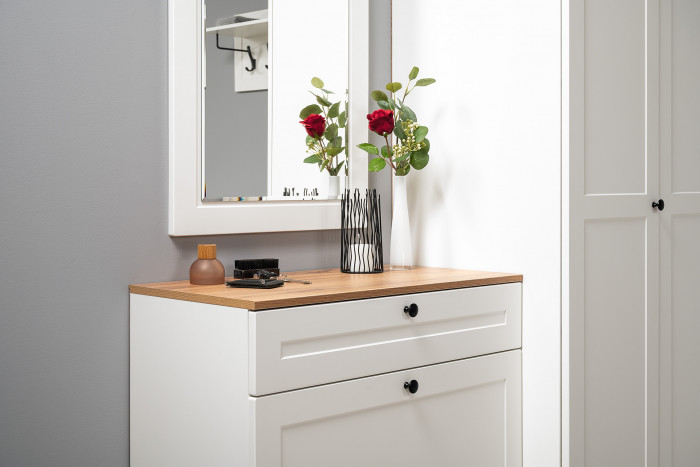 Остин Прихожая 22, белый шагрень/дуб крафт золотой