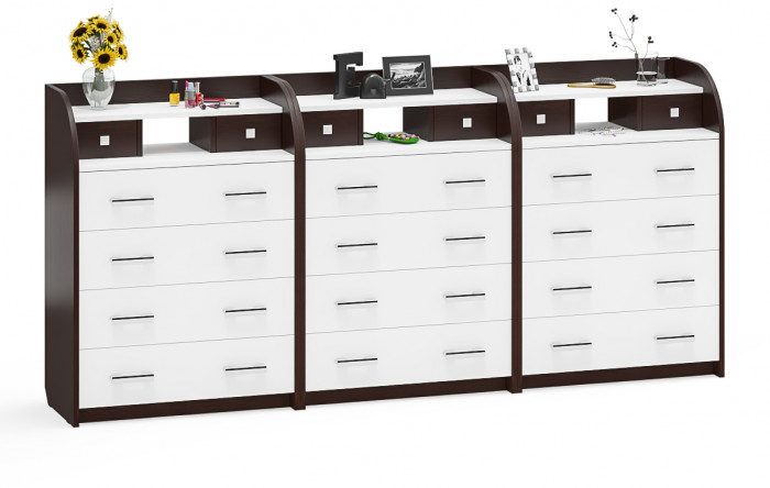 Три комода С-МД-К6 (Шесть), венге/белый шагрень