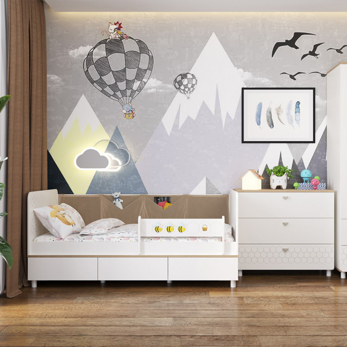 Эйп 11.40 Кровать + 13.322 Комод, белый/дуб белый