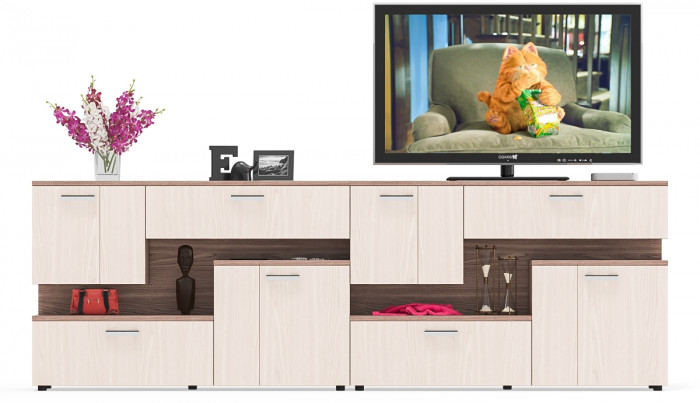 Две тумбы ТВ С-МД-С1-1400, ясень шимо светлый/ясень шимо тёмный