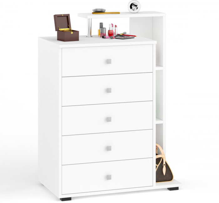 Камелия спальня № 5 Кровать 1400 + Две тумбы + Комод + Зеркало, белый