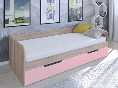 Кровать Астра одноярусная Сонома/Розовый