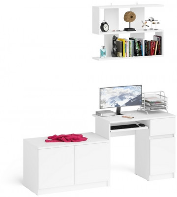 Мори компьютерный стол МС-1 правый + Тумба МА900.1 + Полка 900, белый