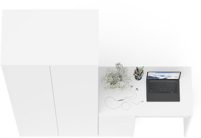 Мори компьютерный стол МС-6 левый + Шкаф МШ800.1, белый