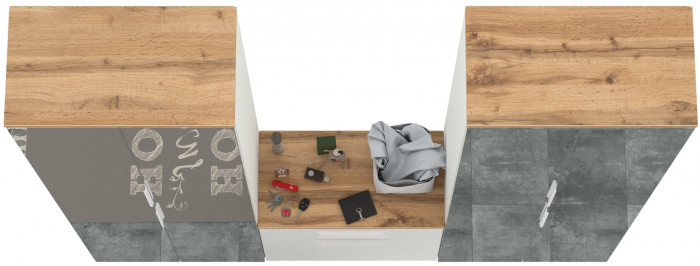 Октава Прихожая 24, белый шагрень/дуб крафт золотой/фасады МДФ белый шагрень