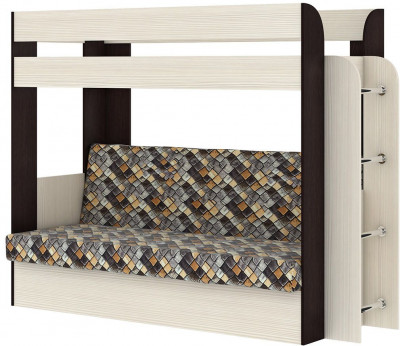 Карамель 75 кровать-диван Ясень Анкор Светлый / Бодега Темный / Ткань Ромб