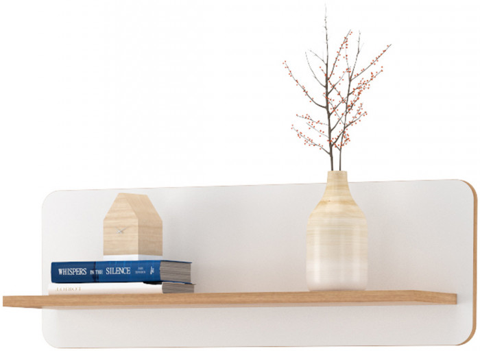 Вуди письменный стол 12.42 + Полка 15.46, белый премиум/дуб крафт золотой