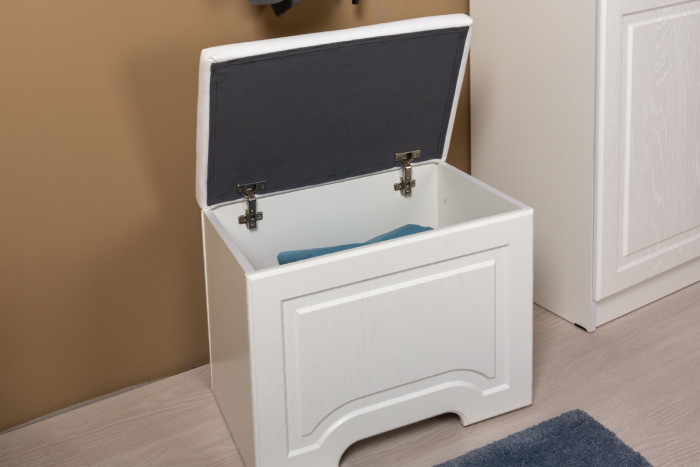 Ливерпуль Стол туалетный 12.46 + Полка 10.118 + Полка 10.117 + Пуф 14.02, цвет ясень ваниль/белый, НЕ универсальная сборка