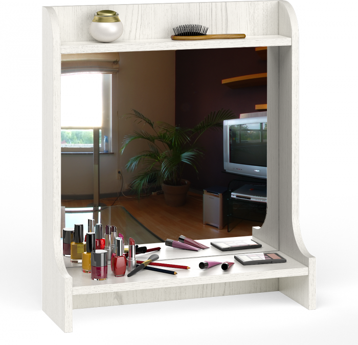 Ливерпуль Стол туалетный 12.46 + Полка 10.118 + Полка 10.117 + Пуф 14.02, цвет ясень ваниль/белый, НЕ универсальная сборка