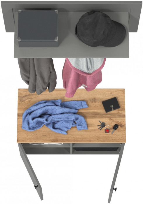 Остин 13.257 Тумба + 15.12 Вешалка, серый графит/дуб крафт золотой